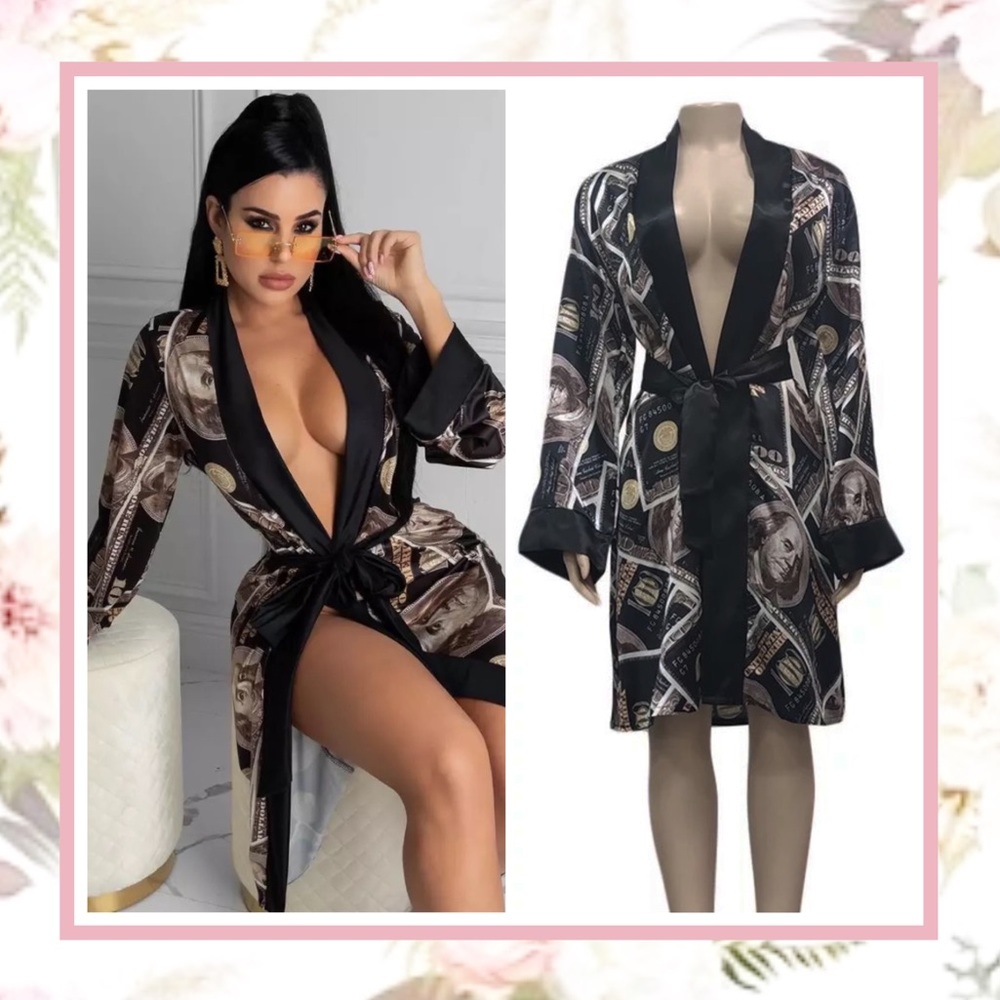 🍒 MONEY ROBE DUSTER KIMONO COVER MIDI SILK LOUNGE SLEEP SATIN COZY CUTE